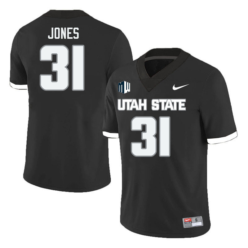Utah State Aggies #31 Cooper Jones College Football Jerseys Stitched Sale-Black